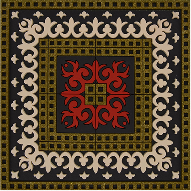 Images D'Orient USA Coaster Sejjadeh Zen Red PVC 9x9cm 3.5x.3.5inches COA-992021
