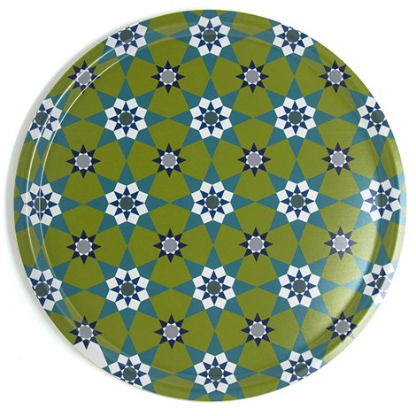 Images D'Orient USA Round Tray Kaokab Green 38 cm TRA-380071