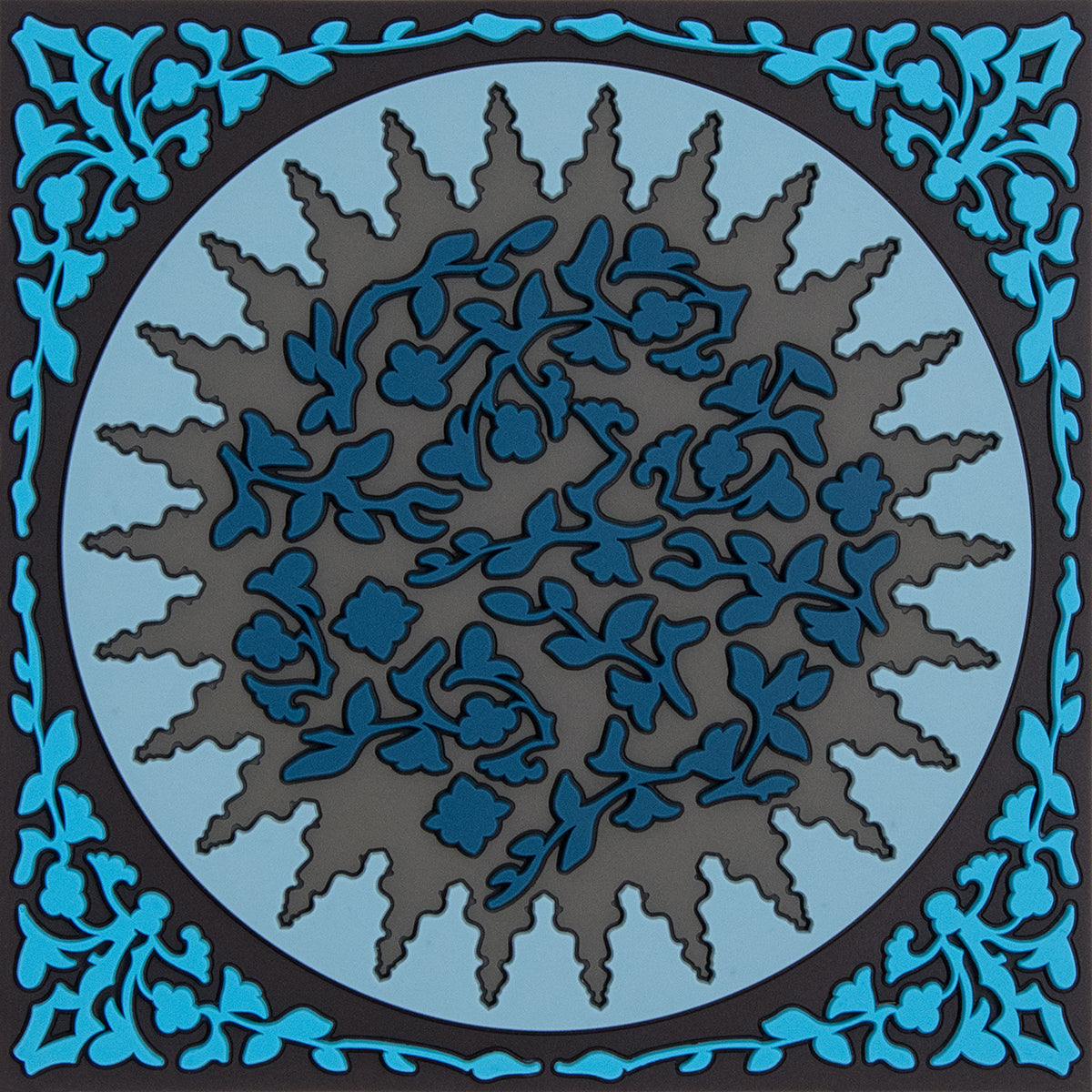 Images D'Orient USA Trivet Mosaic Blue Silicone 18x18cm 7x7inches TSE-180071
