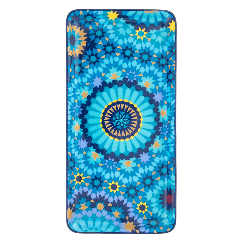 Images D'Orient USA rectangular Platter moucharabieh blue 24 x 12 cm POR-124004