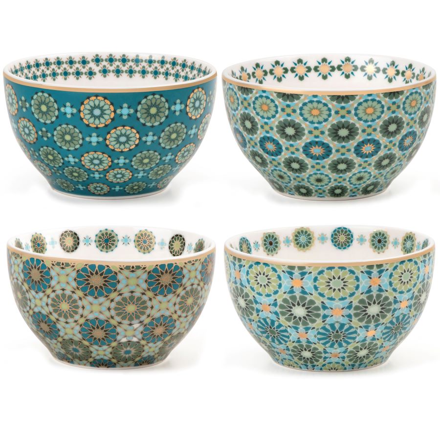 Images D'Orient USA Bowl Porcelain Andalusia 9.5 cm Combo of 4 POR-950034