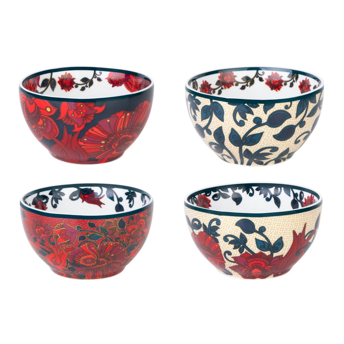 Images D'Orient USA Bowl Porcelain Kashmir 9 cm Combo of 4 POR-950054