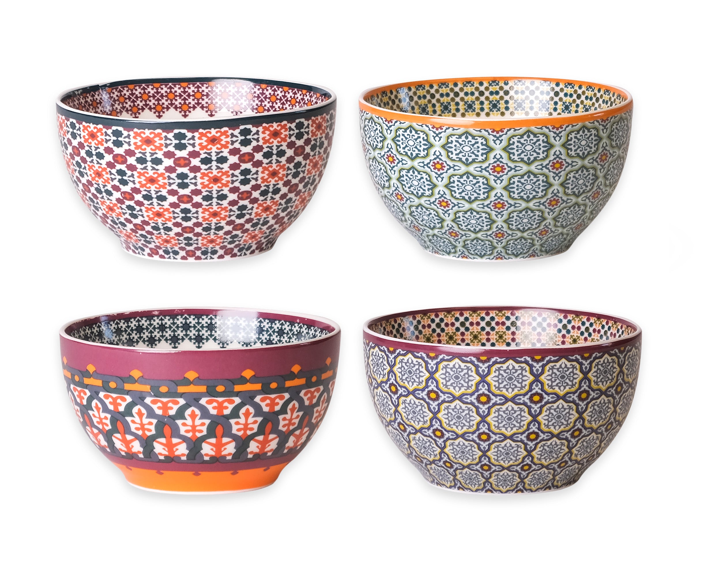 Images D'Orient USA Bowl Porcelain Vagabonde 9.5 cm Combo of 4 POR-950024