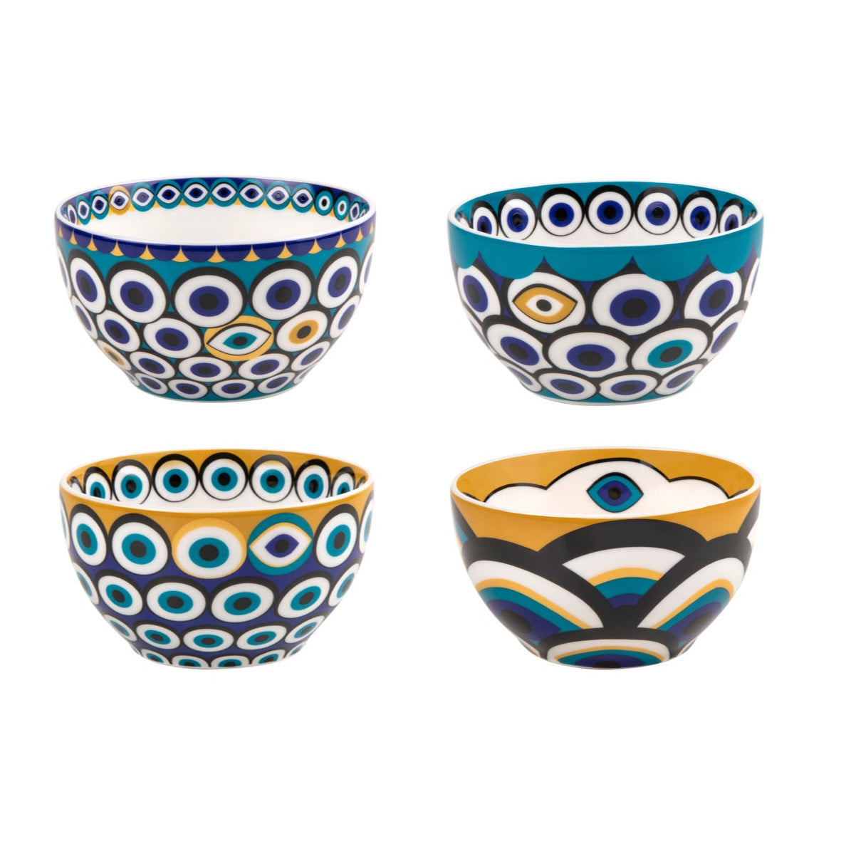 Images D'Orient USA Bowl Porcelain Zarqa 9.5 cm Combo of 4 POR-950044