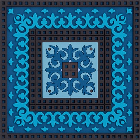 Images D'Orient USA Coaster Blues 3 PVC 9x9cm 3.5x.3.5inches COA-990271