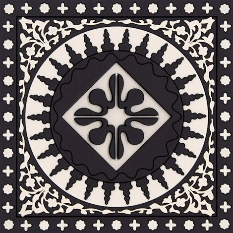Images D'Orient USA Coaster Mosaic Black White PVC 9x9cm 3.5x.3.5inches COA-992061