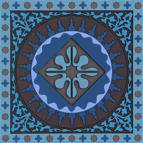 Images D'Orient USA Coaster Mosaic Blue PVC 9x9cm 3.5x.3.5inches COA-990011