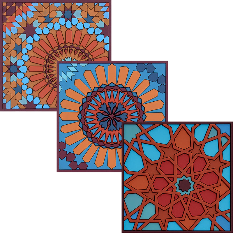 Images D'Orient USA Coaster Moucharabieh Combo of 6 PVC 9x9cm 3.5x.3.5inches COA-993026