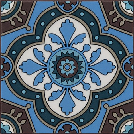 Images D'Orient USA Coaster Sejjadeh Azur PVC 9x9cm 3.5x.3.5inches COA-994011