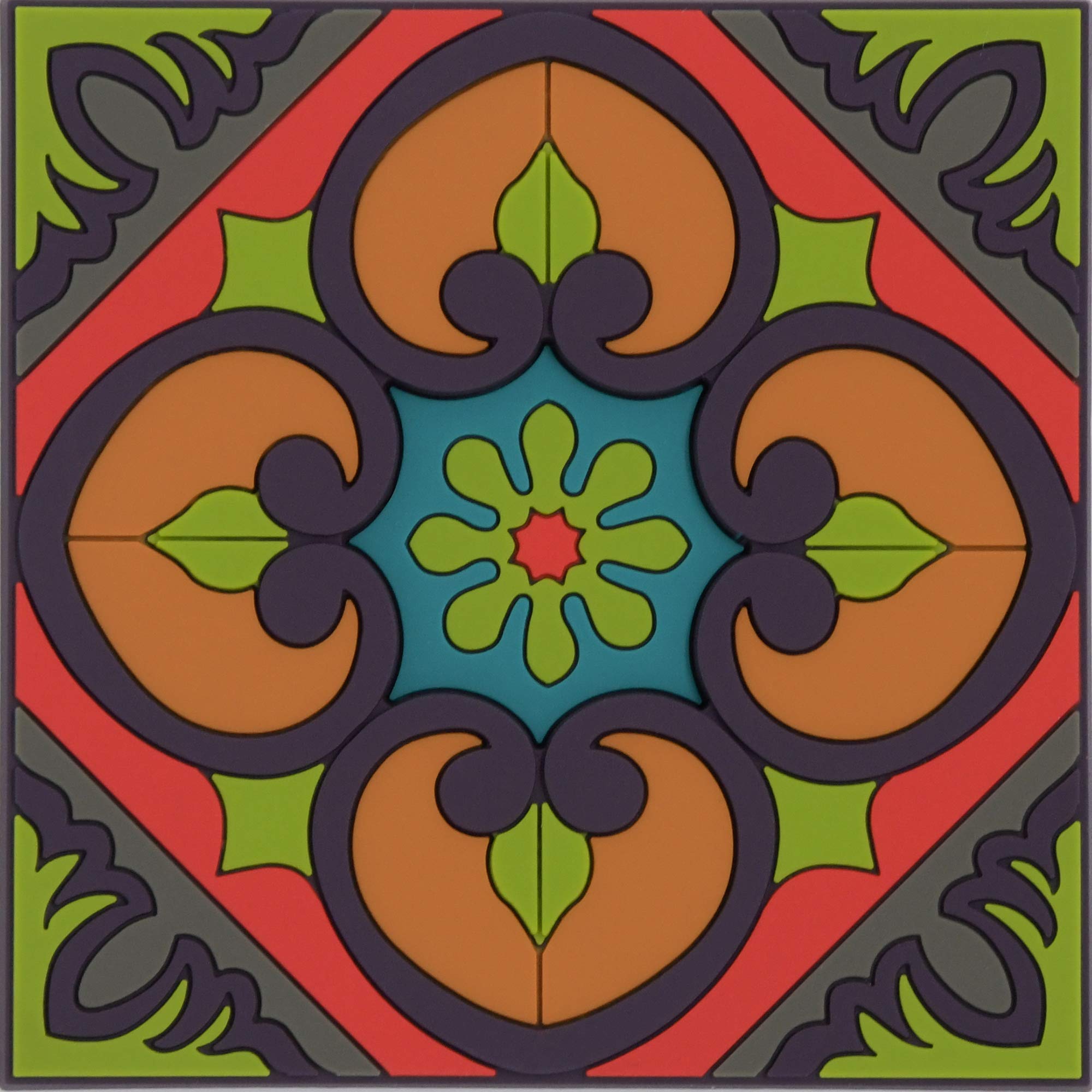Images D'Orient USA Coaster Sejjadeh Boho Set of 6 PVC 9x9cm 3.5x.3.5inches COA-994116