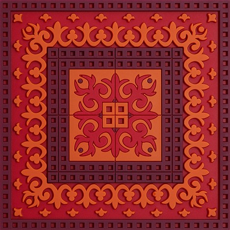 Images D'Orient USA Coaster Sejjadeh Zen Feu PVC 9x9cm 3.5x.3.5inches COA-992081