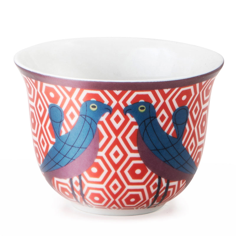 Images D'Orient USA Coffee Cup Porcelain Birds Of Paradise 60 ml Set of 6 POR-600066
