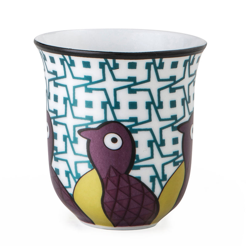 Images D'Orient USA Coffee Cup Porcelain Birds Of Paradise 90 ml Set of 6 POR-900066