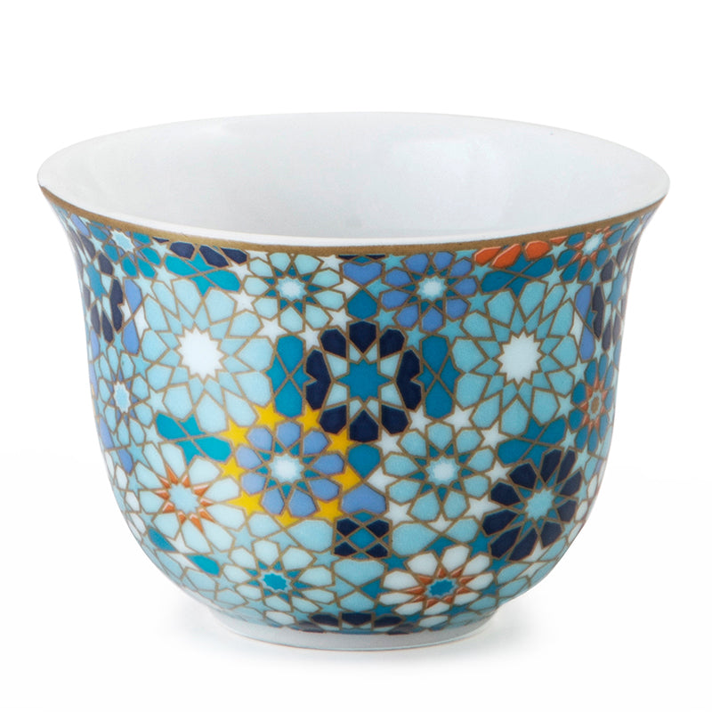 Images D'Orient USA Coffee Cup Porcelain Moucharabieh Blue 60 ml Set of 6 POR-600016