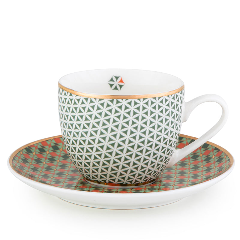 Images D'Orient USA Coffee Cup Saucer Opera 90 ml Set of 4 Porcelain POR-920074