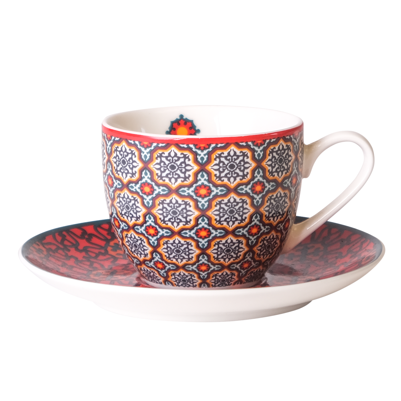 Images D'Orient USA Coffee Cup Saucer Vagabonde 90 ml Set of 4 Porcelain POR-920054