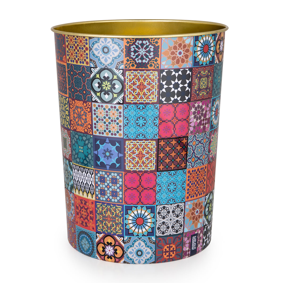 Images D'Orient USA Paper Bin Basket Patchwork tinplate 26x21cm 10.2x8.2inches TIN-261004