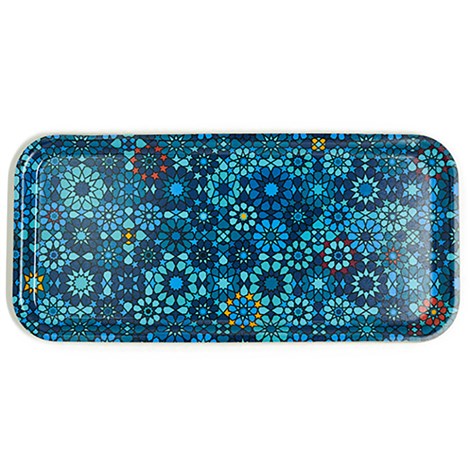 Images D'Orient USA Rectangular Tray Moucharabieh Blue 32 x 15 cm TRA-332108