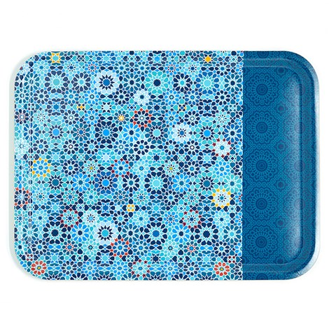 Images D'Orient USA Rectangular Tray Moucharabieh Blue 46 x 34 cm TRA-463406