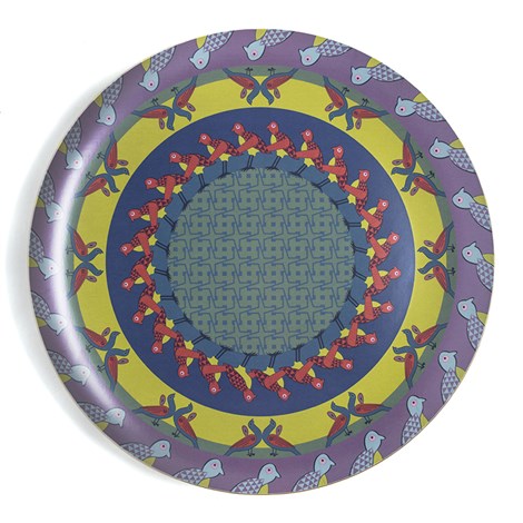 Images D'Orient USA Round Laminated Tray Birds Of Paradise 49 cm WPL-490071