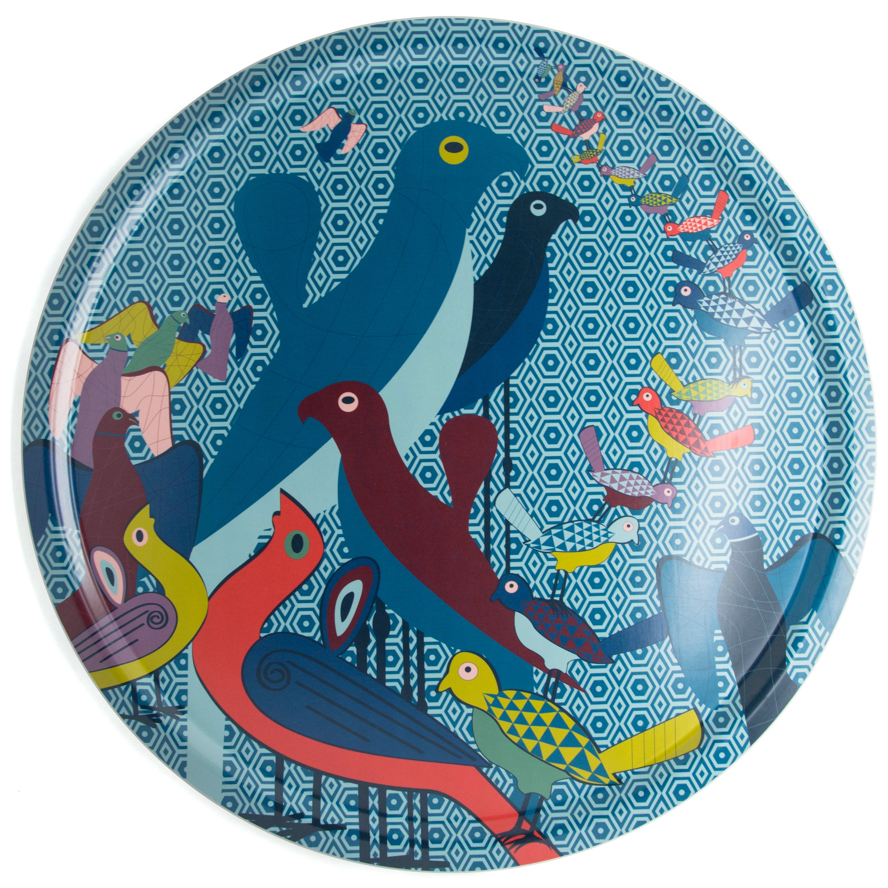 Images D'Orient USA Round Tray Birds Of Paradise 65 cm TRA-650021