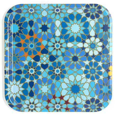 Images D'Orient USA Square Tray Moucharabieh Blue 32 cm TRA-320011