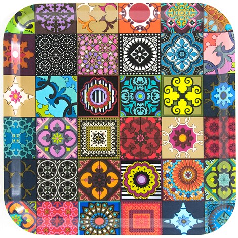 Images D'Orient USA Square Tray Patchwork 32 cm TRA-320101