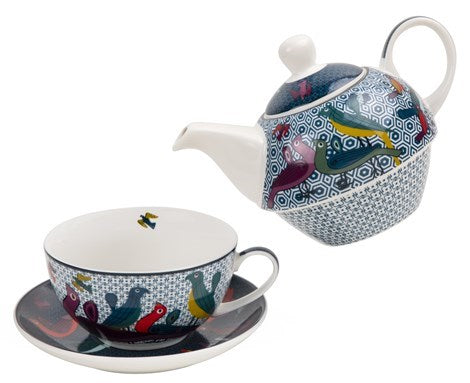 Images D'Orient USA Tea for One with Infuser Birds Of Paradise Porcelain POR-321441 2