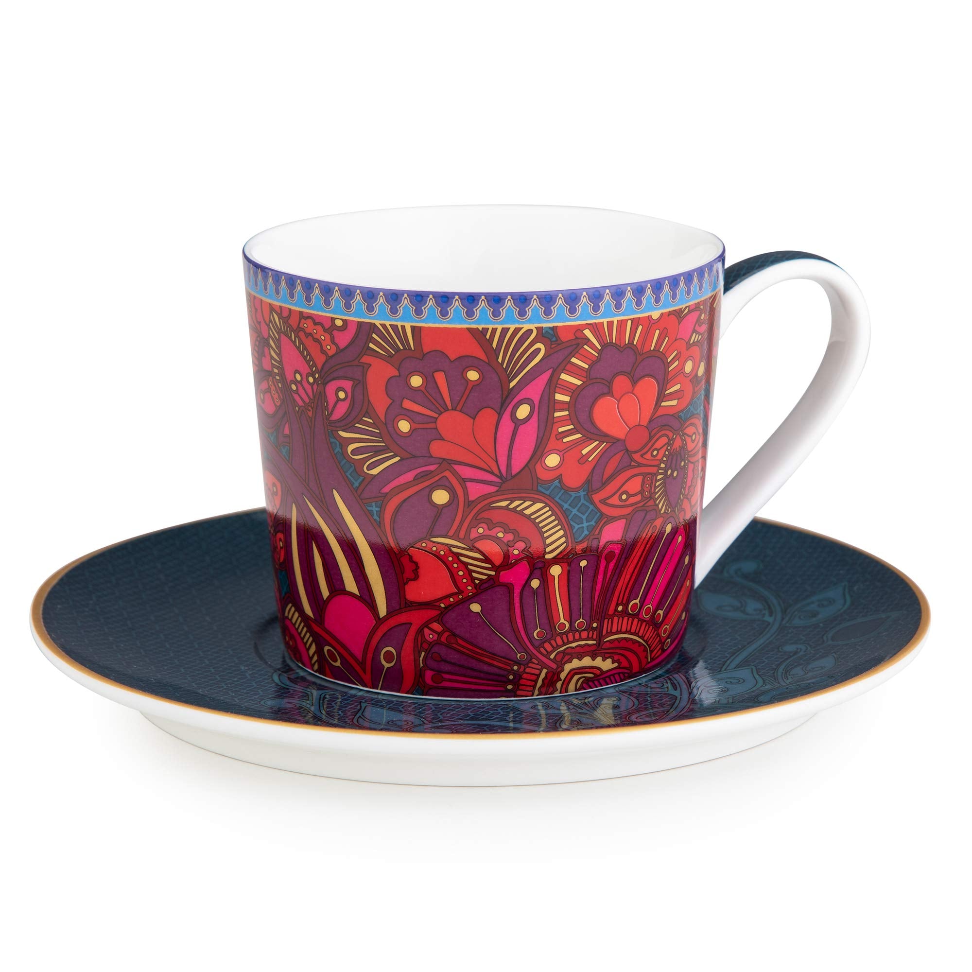 Images D'Orient USA Teacup Saucer Kashmir Set of 4 Porcelain POR-373224