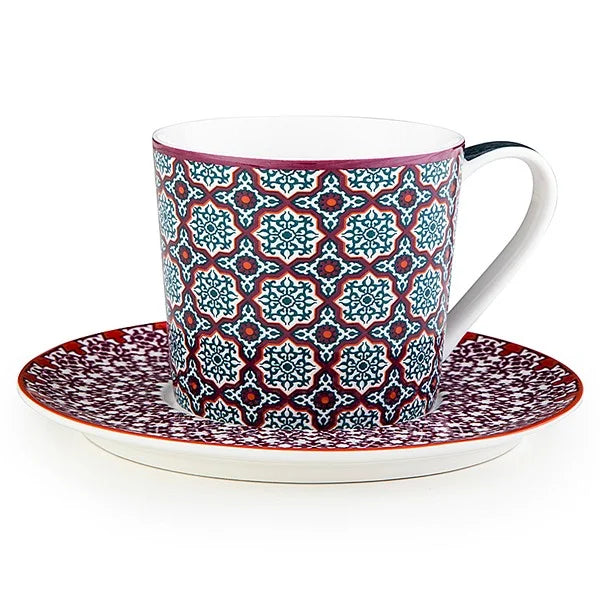 Images D'Orient USA Teacup Saucer Vagabonde Set of 4 Porcelain POR-363224