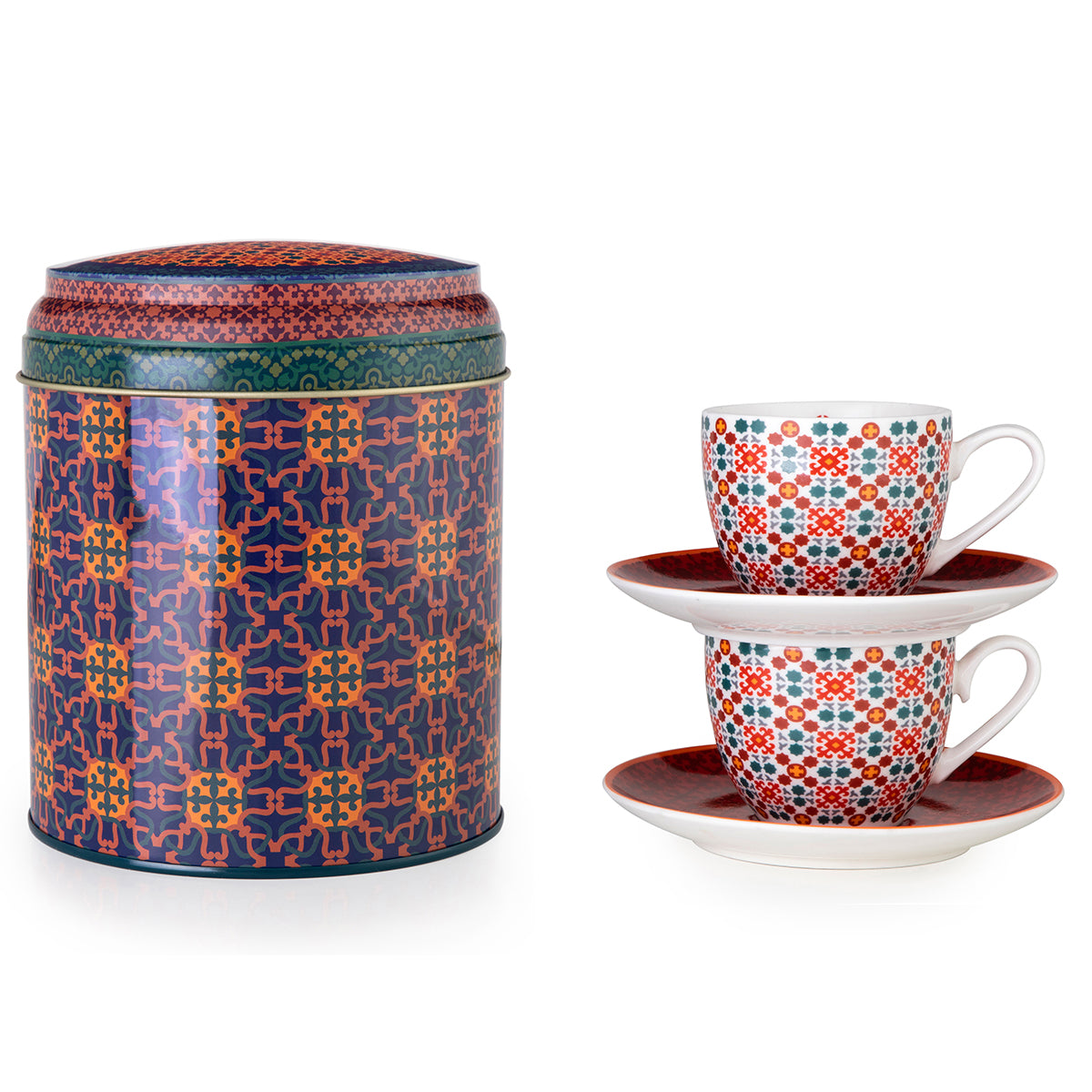 Images D'Orient USA Tin Box with 2 Coffee Cups Saucer Vagabonde 90 ml POR-922052