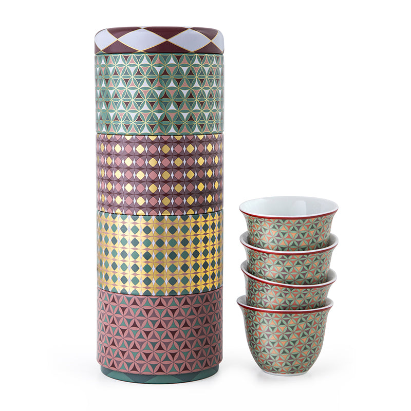 Images D'Orient USA Tin Box with 4 Coffee Cups Opera 60 ml POR-602094