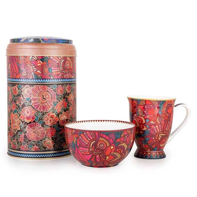 Images D'Orient USA Tin Box with Royal MUG Bowl Kashmir POR-232092