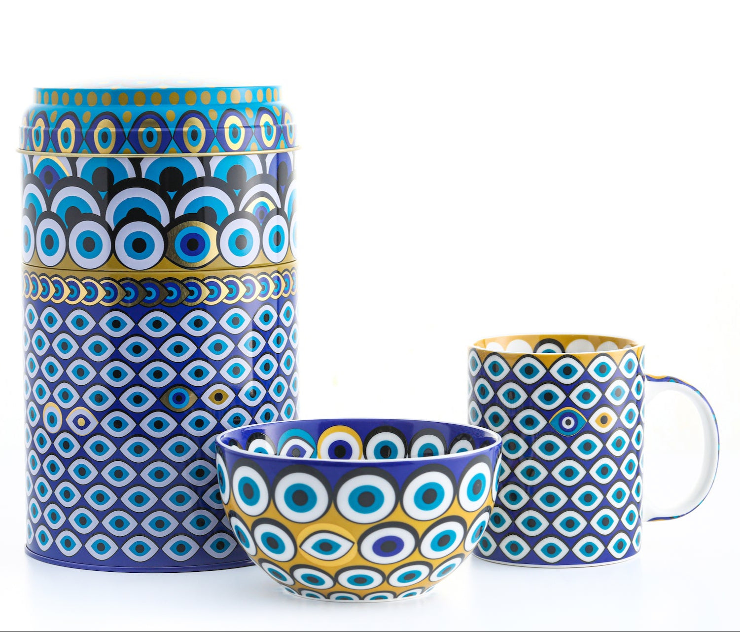 Images D'Orient USA Tin Box with Straight MUG Bowl Zarqa POR-232122