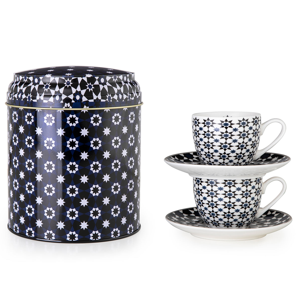 Images D'Orient USA Tin box with 2 Coffee Cups Saucer Kaokab 90 ml POR-922022
