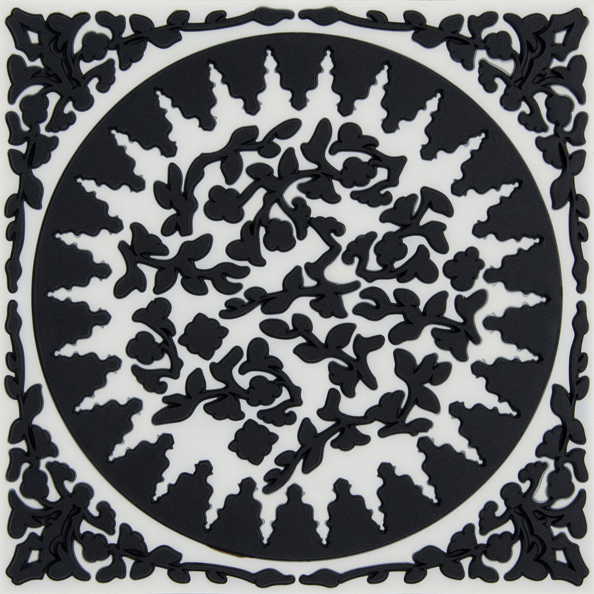 Images D'Orient USA Trivet Mosaic Black White Silicone 18x18cm 7x7inches TSE-182041