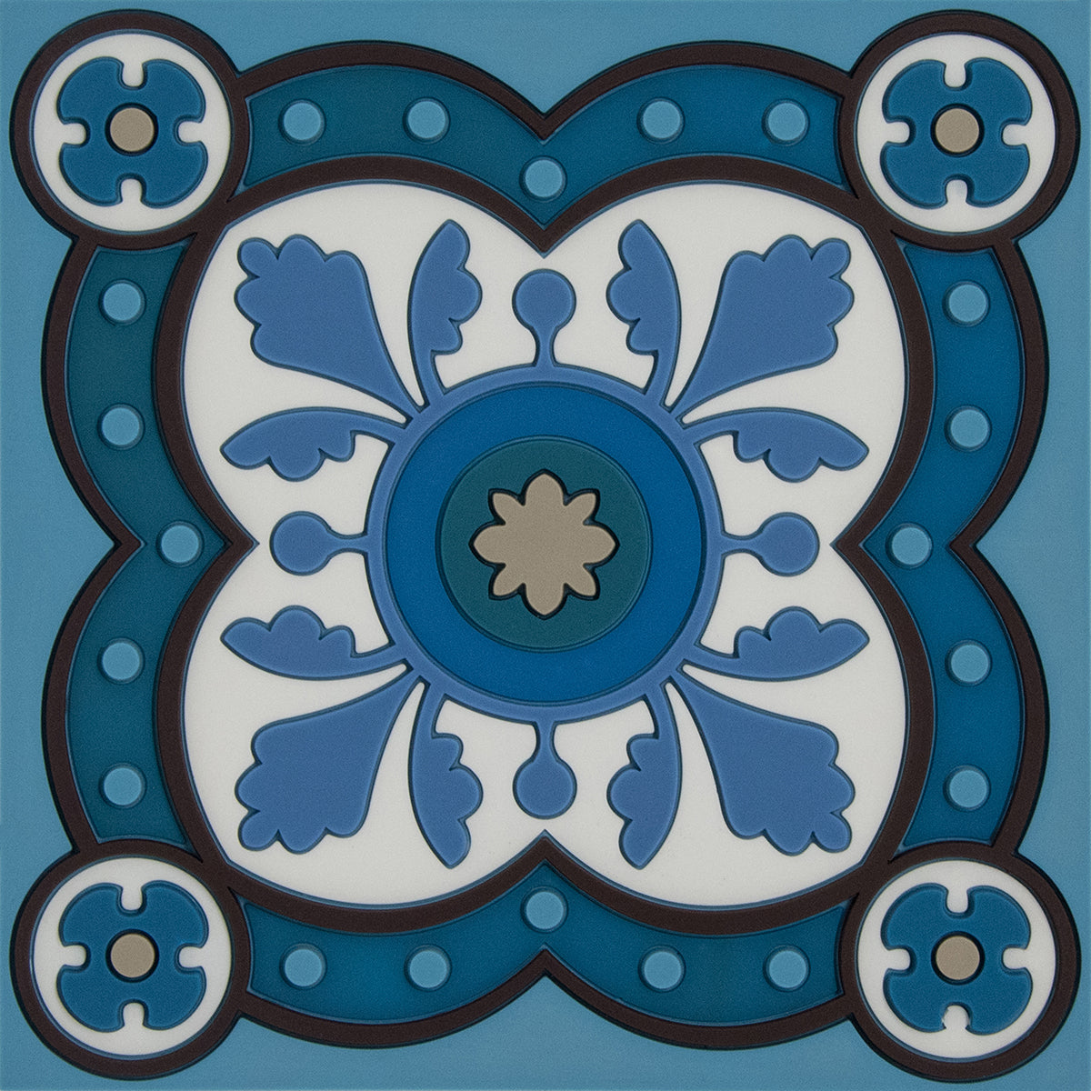 Images D'Orient USA Trivet Sejjadeh Azur Silicone 18x18cm 7x7inches TSE-180171