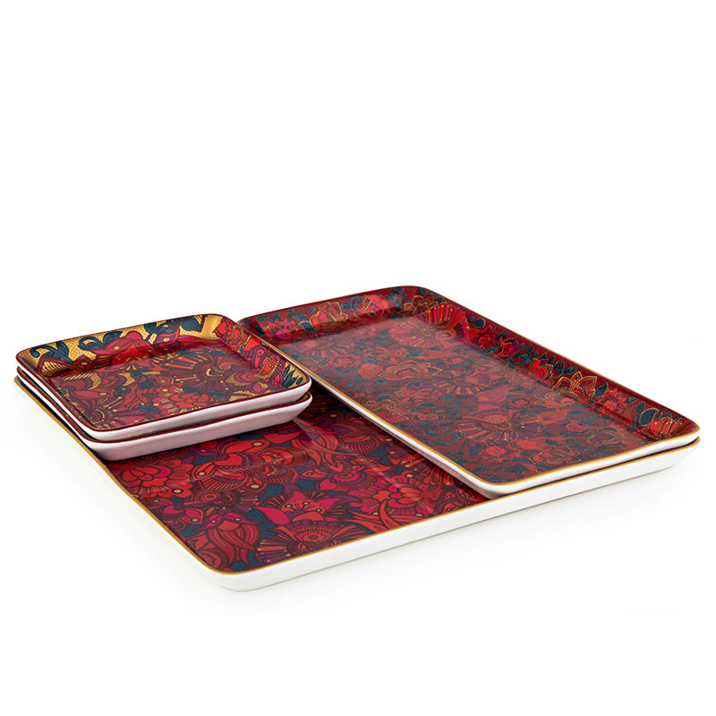 Images D'Orient USA Platter kashmir combo of 4 POR-440064