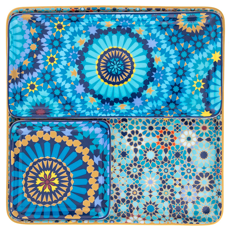 Images D'Orient USA Platter moucharabieh blue combo of 4 POR-440044 2