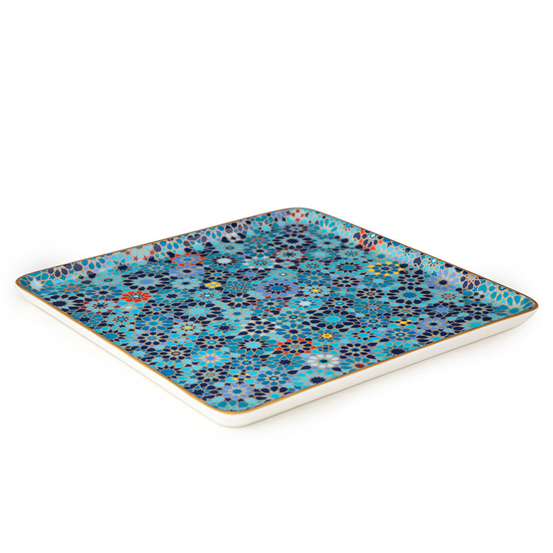 Images D'Orient USA square Platter large moucharabieh blue 25 cm POR-125004 2