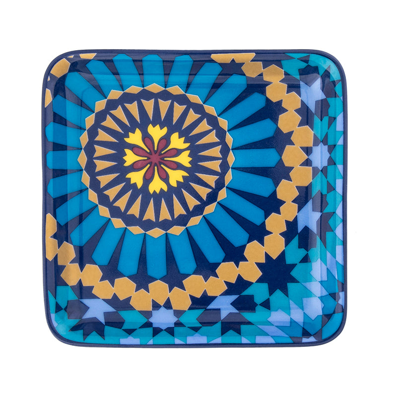 Images D'Orient USA square Platter small moucharabieh blue 11.5 cm POR-115004